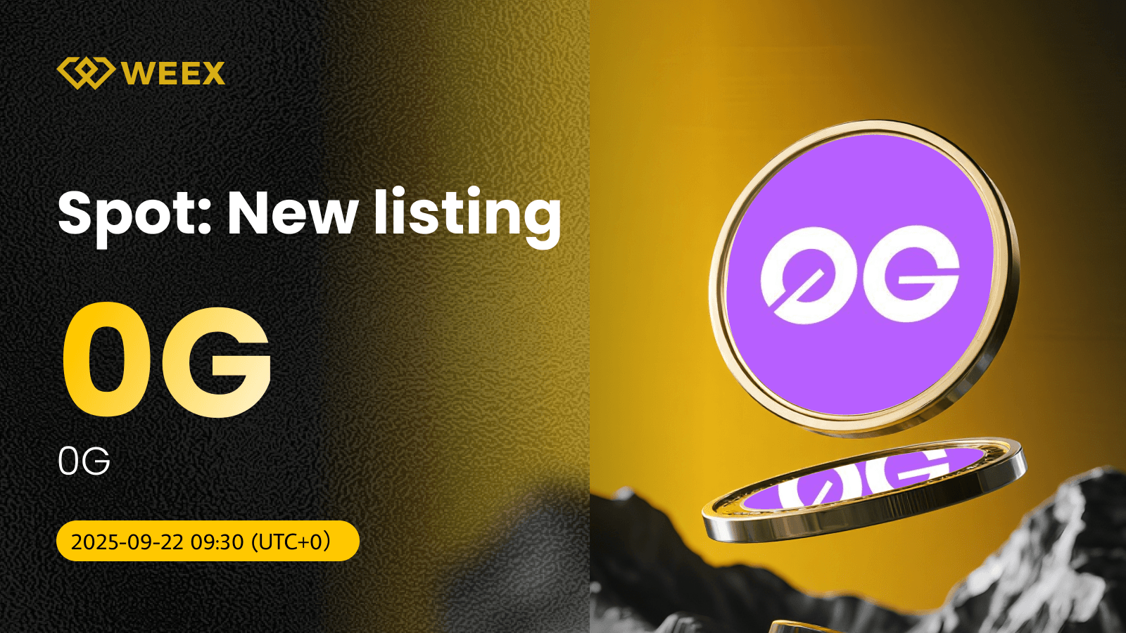 0G/USDT Spot Ticareti 22 Eylül'den itibaren WEEX'te mevcut
