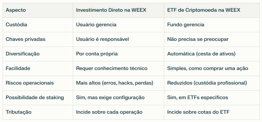 Tabela sobre Investir em ETF cripto