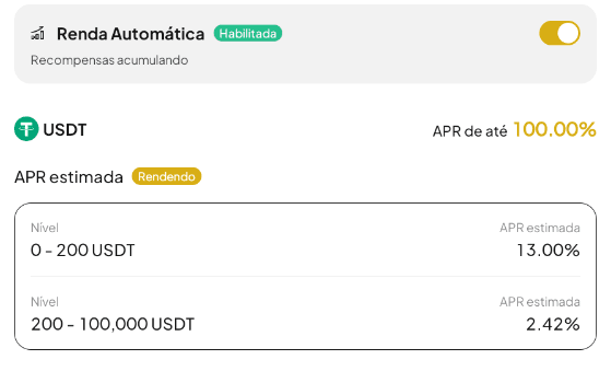 Imagem exibindo as taxas de APR da Renda Automática WEEX