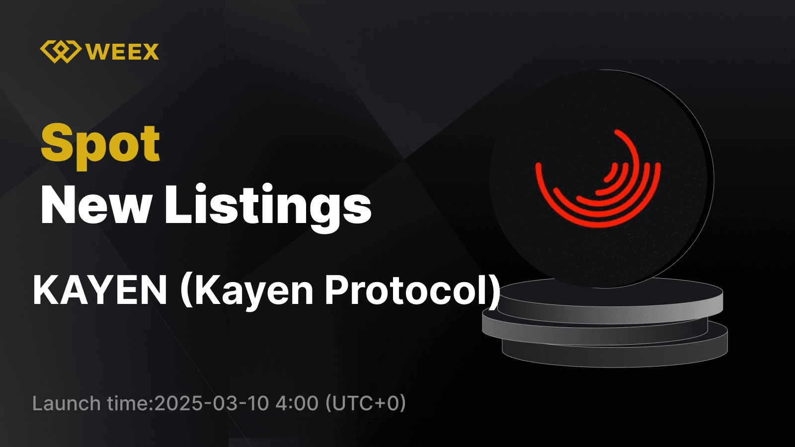 Kayen Protocol (KAYEN) is now officially listed on WEEX, offering traders new opportunities to engage with the KAYEN USDT spot trading pair. This listing expands WEEX’s diverse portfolio, providing seamless access to KAYEN trading with enhanced market liq
