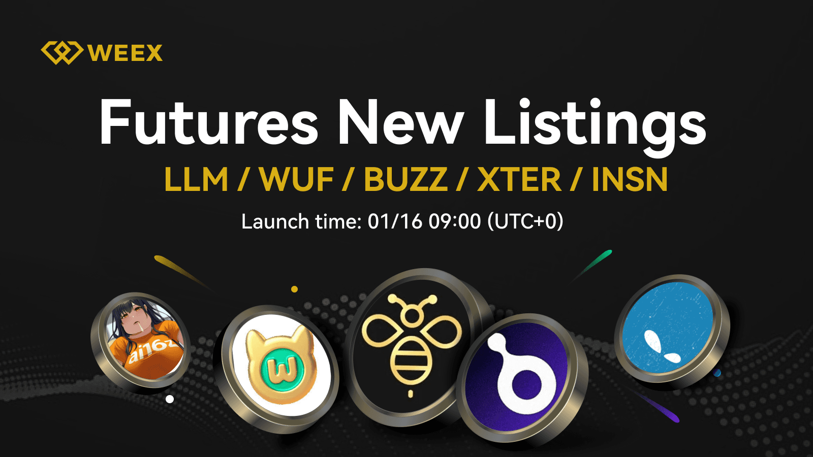 WEEX Futures Launches LLM, WUF, BUZZ, XTER, INSN