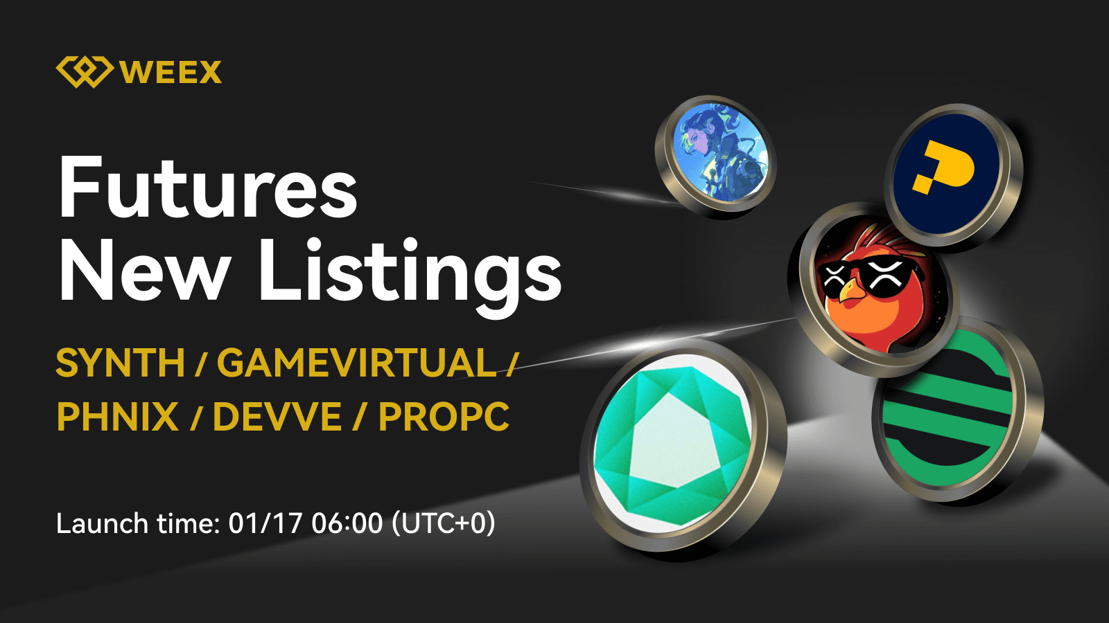 WEEX Futures Launches SYNTH, GAME, PHNIX, DEVVE, PROPC