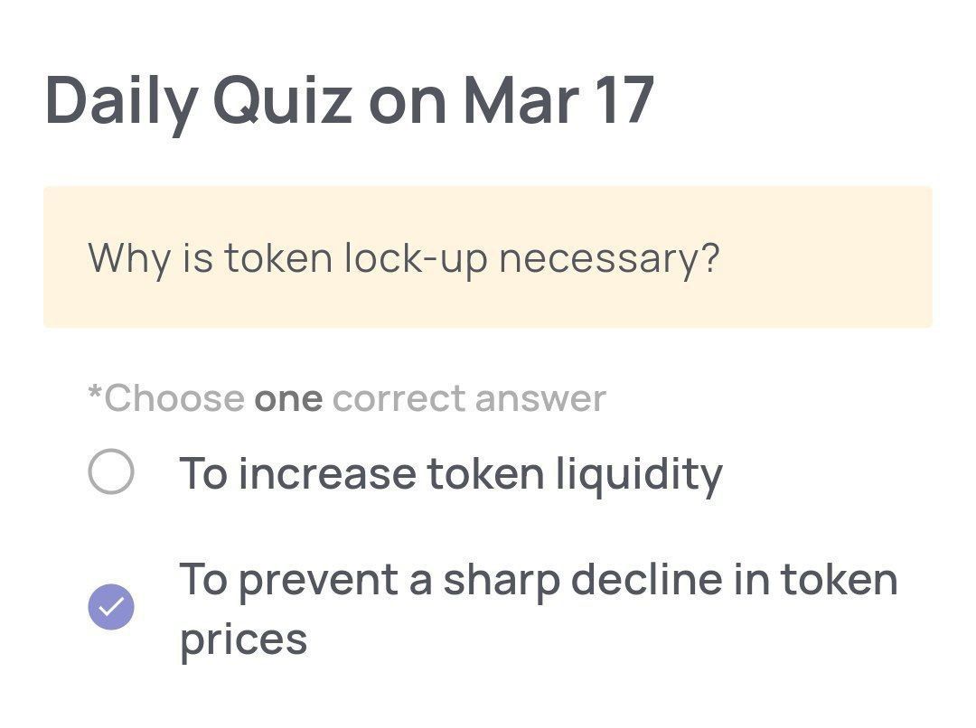Xenea Wallet Quiz Answer (March 17, 2025)- Why Is Token Lock-Up Necessary