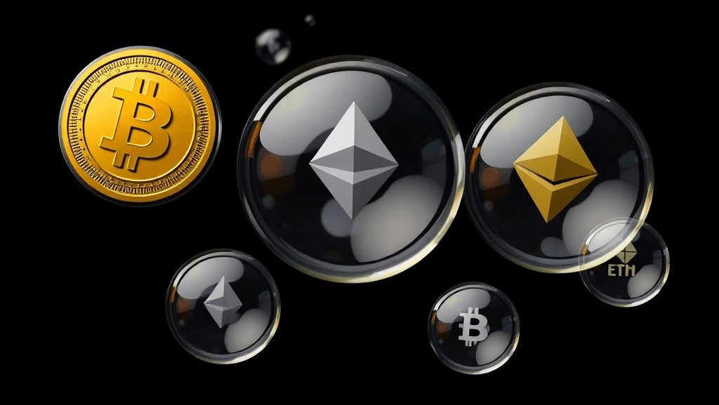 Crypto bubble contenenti i loghi BTC, ETH e WXT