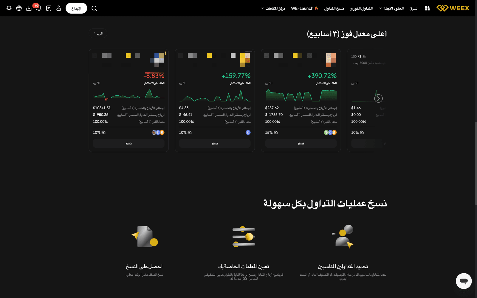 اختيار المتداولين للنسخ