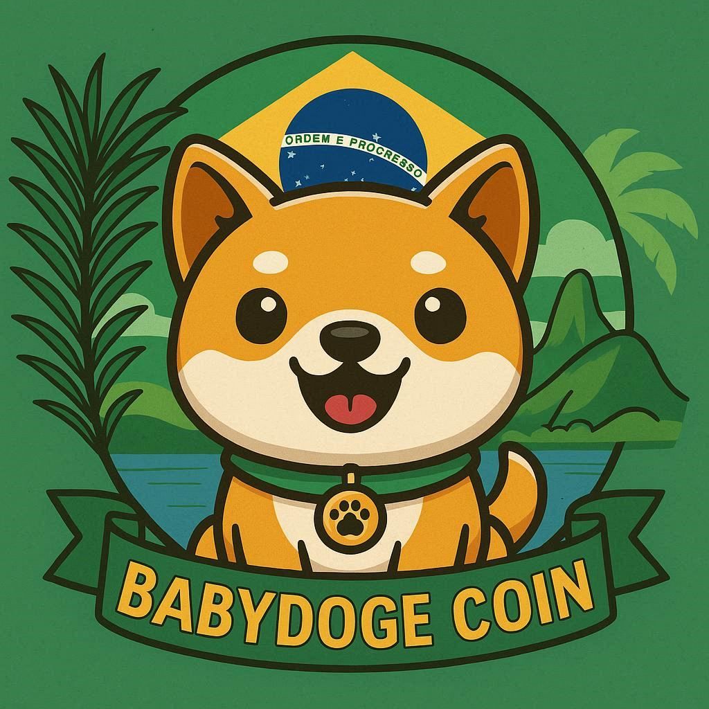 Imagem em referência ao token baydoge com a bandeira do Brasil ao fundo