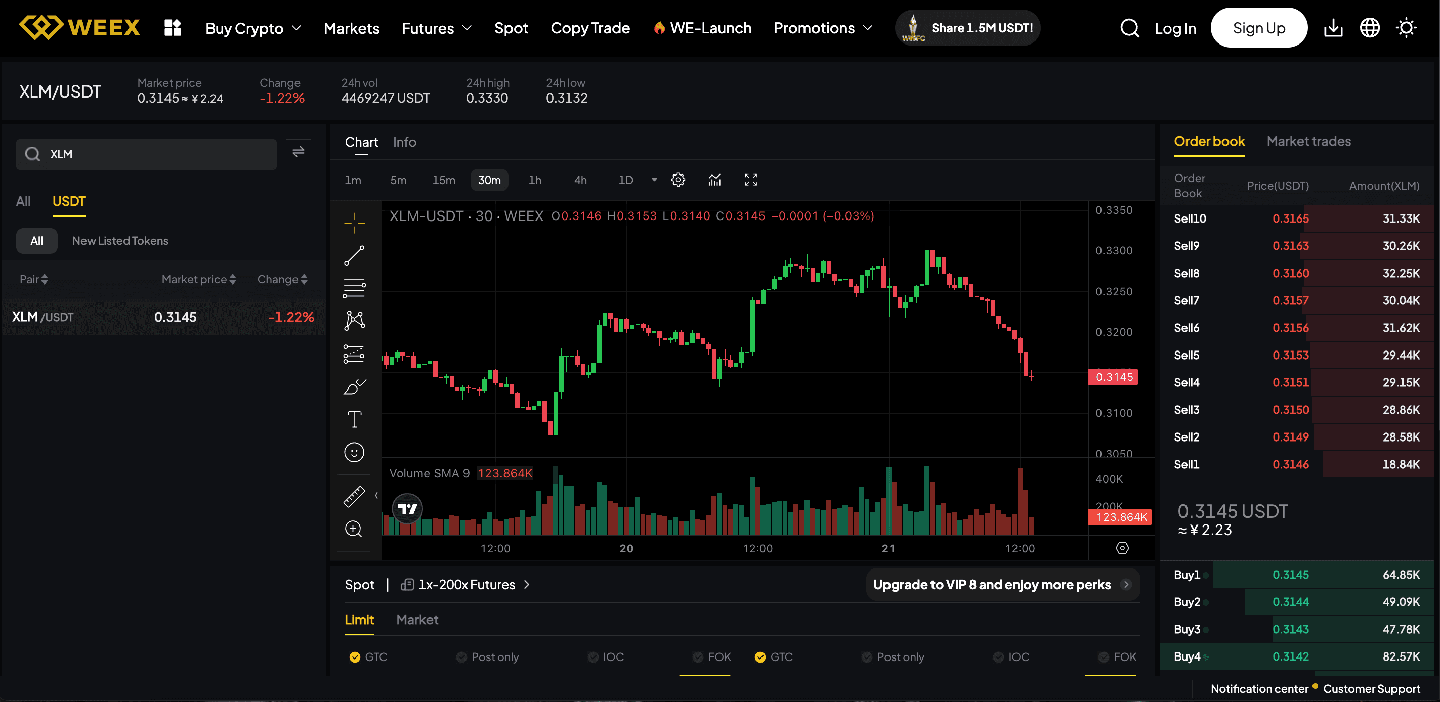 Cách mua xlm trên weex