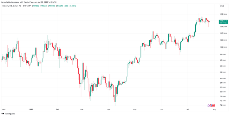 خریداران بیت کوین «در کنترل» هستند و قیمت BTC به 118 هزار دلار بازگشته است.